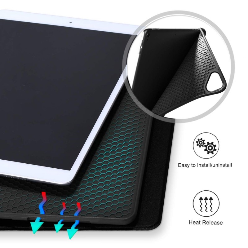 ProElite Smart Case for iPad 10.2 inch 2021 9th/8th/7th Gen [Auto Sleep/Wake Cover] [Pencil Holder] [Soft Flexible Case] Recoil Series - Dark Blue with Stylus Pen