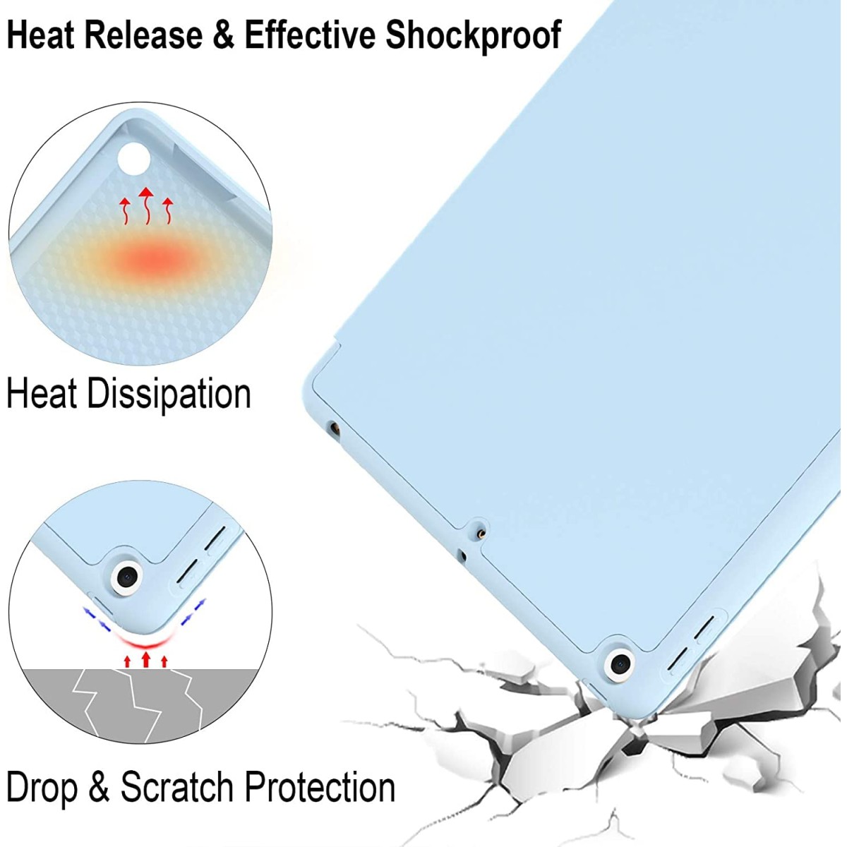 ProElite Smart Case for iPad 10.2 inch 2021 9th/8th/7th Gen [Auto Sleep/Wake Cover] [Pencil Holder] [Soft Flexible Case] Recoil Series - Dark Blue with Stylus Pen