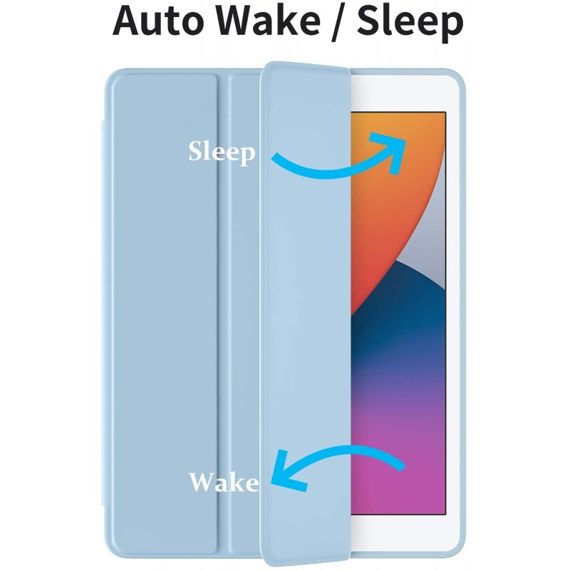 ProElite Smart Case for iPad 10.2 inch 2021 9th/8th/7th Gen [Auto Sleep/Wake Cover] [Pencil Holder] [Soft Flexible Case] Recoil Series - Dark Blue with Stylus Pen