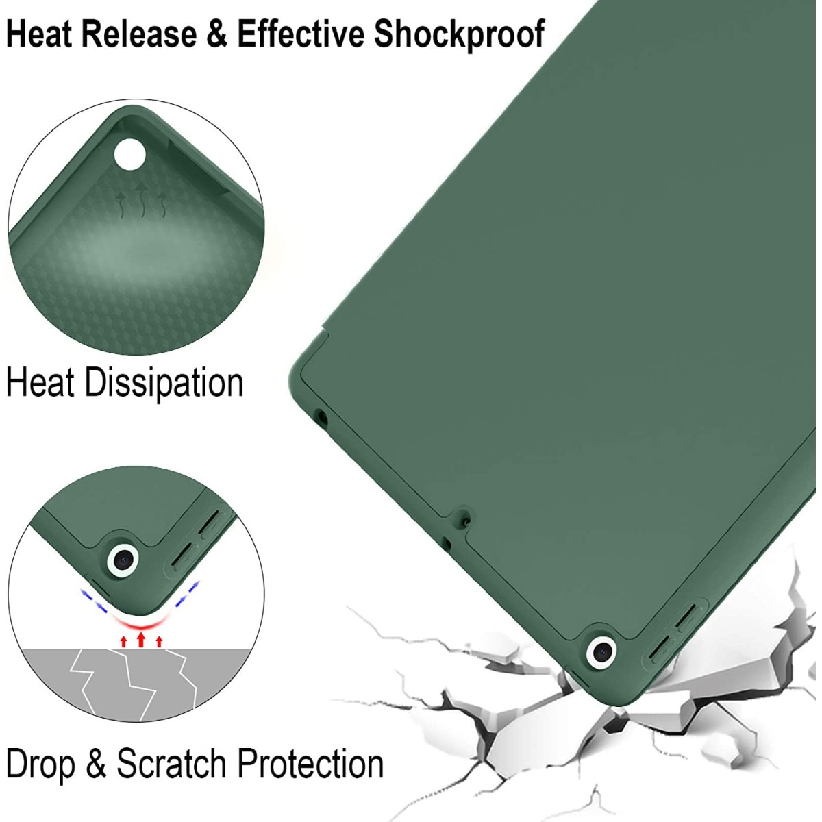 ProElite Smart Case for iPad 10.2 inch 2021 9th/8th/7th Gen [Auto Sleep/Wake Cover] [Pencil Holder] [Soft Flexible Case] Recoil Series - Dark Blue with Stylus Pen