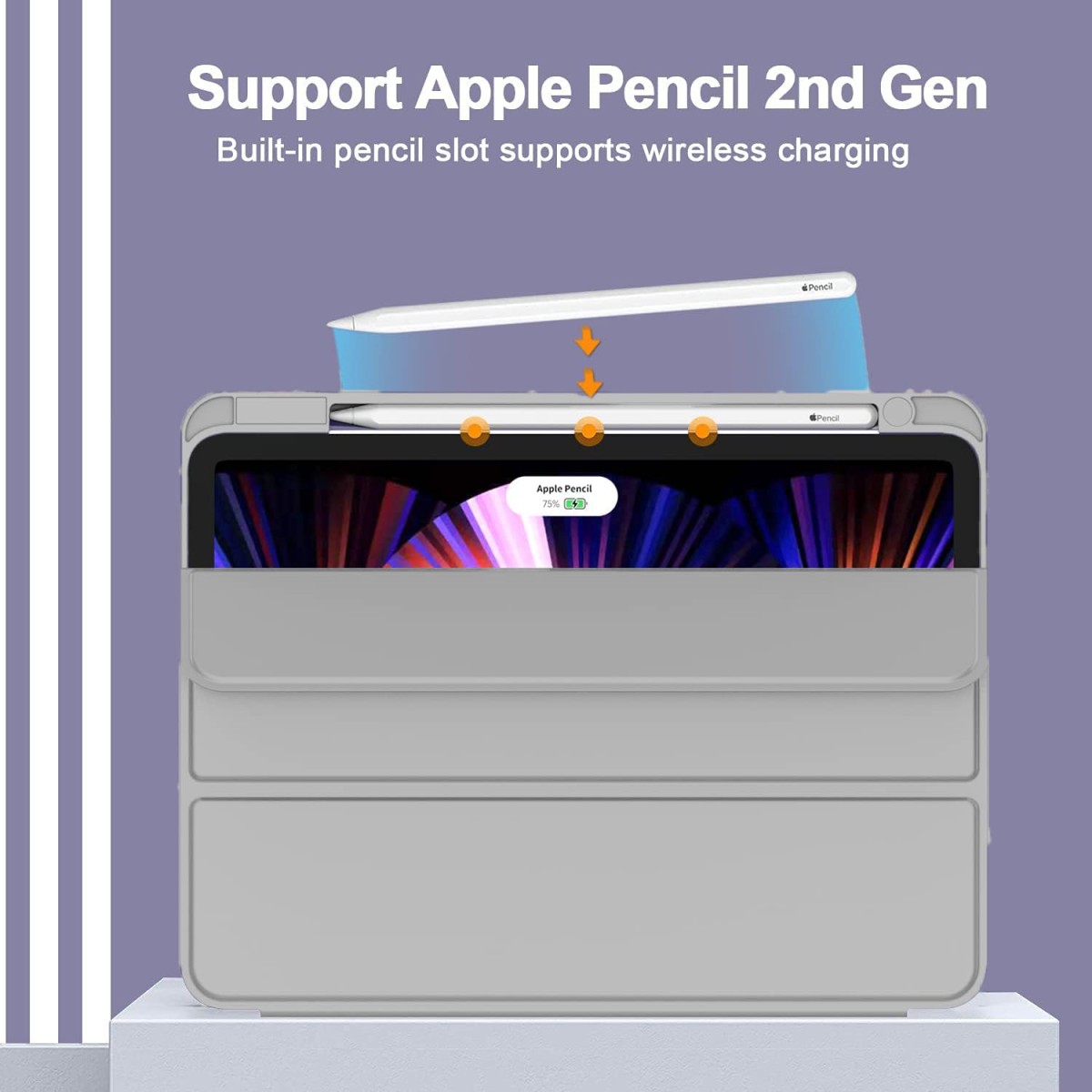 ProElite Smart Case for iPad Pro 11 inch 2022/2021 4th/3rd Gen [Auto Sleep/Wake Cover] [Pencil Holder] [Soft Flexible Case] Recoil Series - Grey