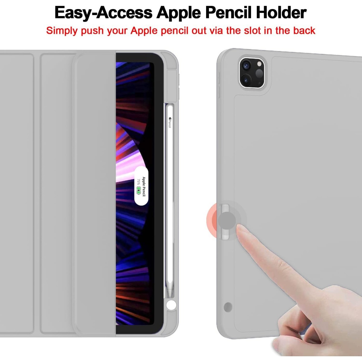 ProElite Smart Case for iPad Pro 11 inch 2022/2021 4th/3rd Gen [Auto Sleep/Wake Cover] [Pencil Holder] [Soft Flexible Case] Recoil Series - Grey