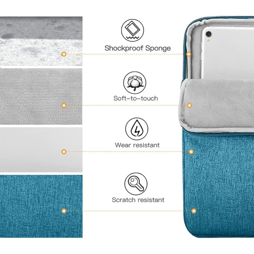 ProElite Tablet Sleeve Case Cover 12" to 13" for Apple iPad Air 13/Pro 13/Pro 12.9 Samsung Galaxy Tab S7/S8/S9 Plus/S7/S9 FE Plus 12.4", Lenovo Tab P12, Microsoft Surface Pro, Dark Green