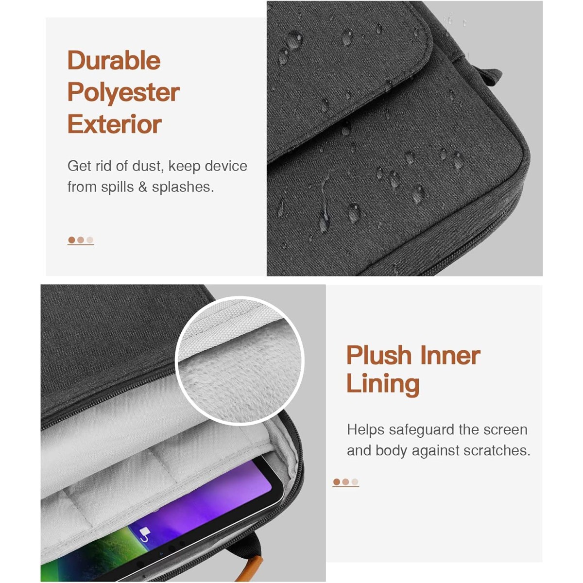 ProElite Tablet sleeve Bag 9-11inch for iPad 10.2/10.9/Pro 11/Samsung/Lenovo/Galaxy Tab A9 Plus/S8/S9/Realme Pad/Honor Pad/Oppo//Xiaomi Mi pad 7/Redmi Pad,Oneplus Pad, Handle with Shoulder strap, Grey