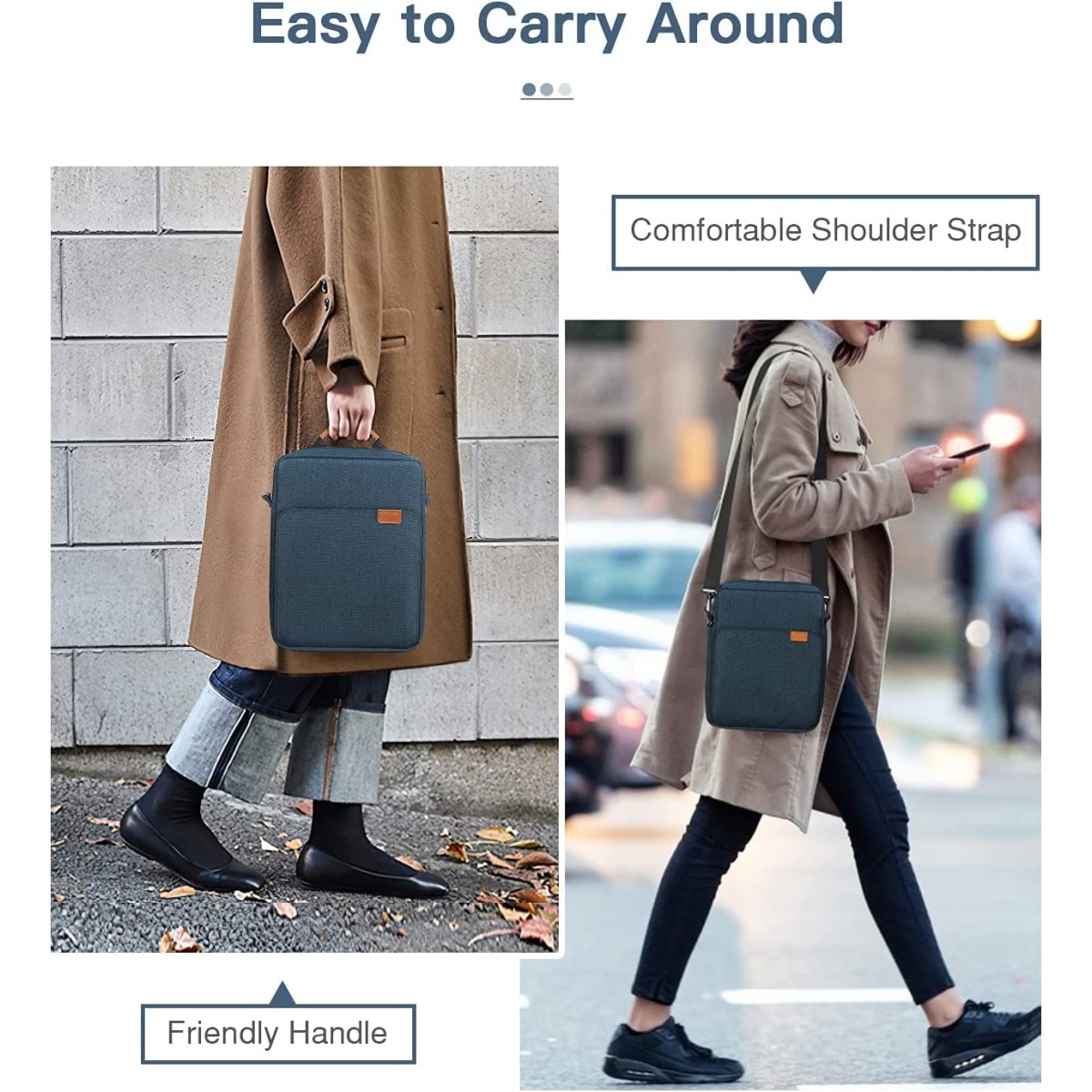 ProElite Tablet sleeve Bag 9-11inch for iPad 10.2/10.9/Pro 11/Samsung/Lenovo/Galaxy Tab A9 Plus/S8/S9/Realme Pad/Honor Pad/Oppo//Xiaomi Mi pad 7/Redmi Pad,Oneplus Pad, Handle with Shoulder strap, Grey