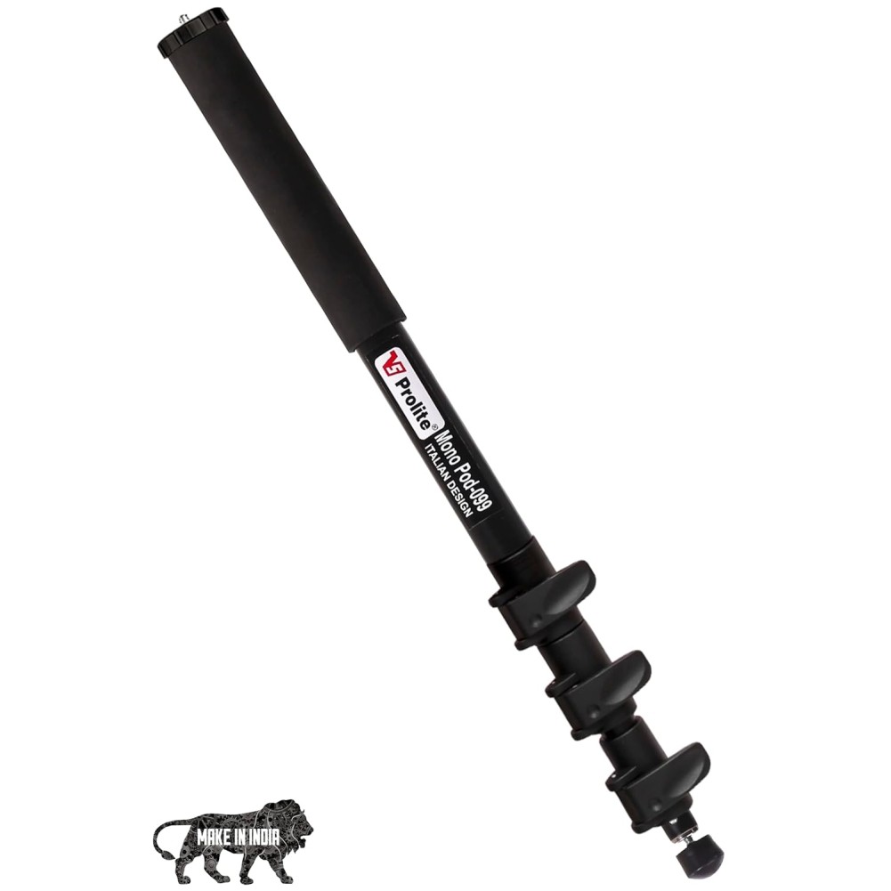 Prolite Professional Heavy Duty Monopod with Dual Mount Thread Adapter (1/4Inch and 3/8Inch) | Italian Flip Locks | Rubber Grip | Upto 5Kg Payload, Black