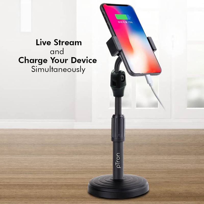 Ptron Mount Dsm1 360° Rotating Mobile Phone Desktop Stand, 24Cm-32Cm Adjustable Height, Sturdy & Stable Microphone Style Design, Lightweight, Portable & Easy Install (Black) Tabletop Ptron Mount Dsm1 360° Rotating Mobile Phone Desktop Stand, 24Cm-32Cm Adjustable Height, Sturdy & Stable Microphone Style Design, Lightweight, Portable & Easy Install (Black) Tabletop