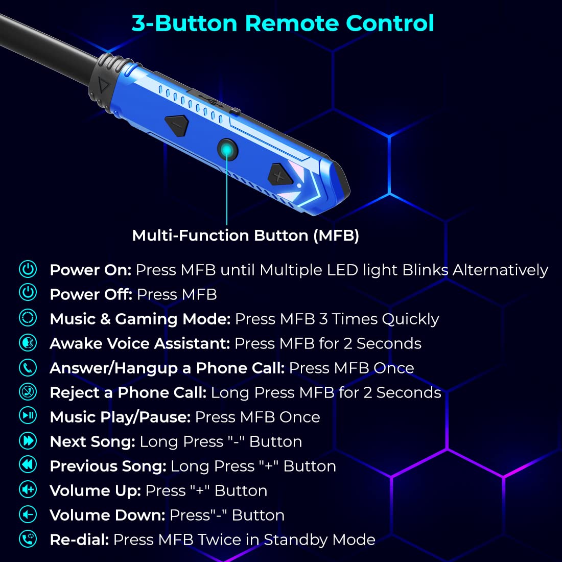 Ptron Tangent Jade with 30Ms Gaming Mode, Environmental Noise Cancellation Hd Bluetooth Wireless in Ear Earphones (Blue & Black)