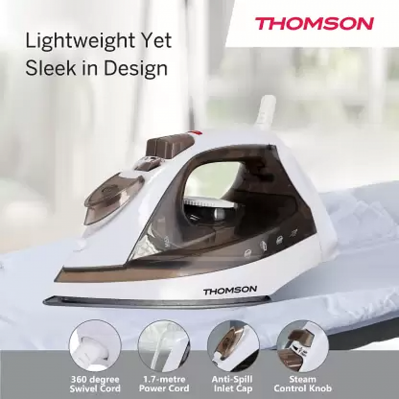 Thomson Deluxe Plus 1600 W Steam Iron (Brown and White)