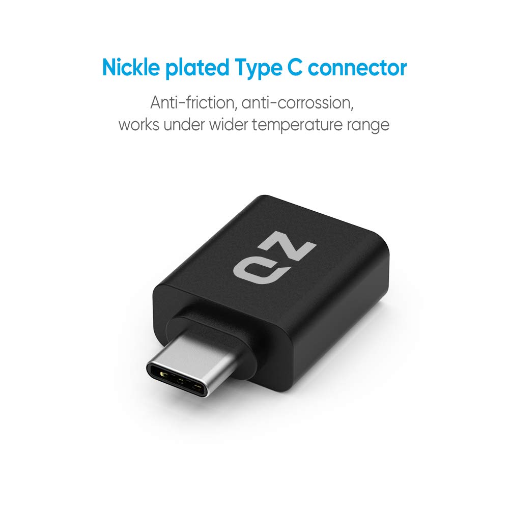 QZ USB Type C OTG Adapter, Type C to USB Connector, USB to Type C Adapter OTG [Thunderbolt-3 Compatible]