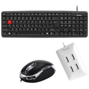 Quantum QHM7403 and QHM222 Optical Mouse Wired Combo (Black)