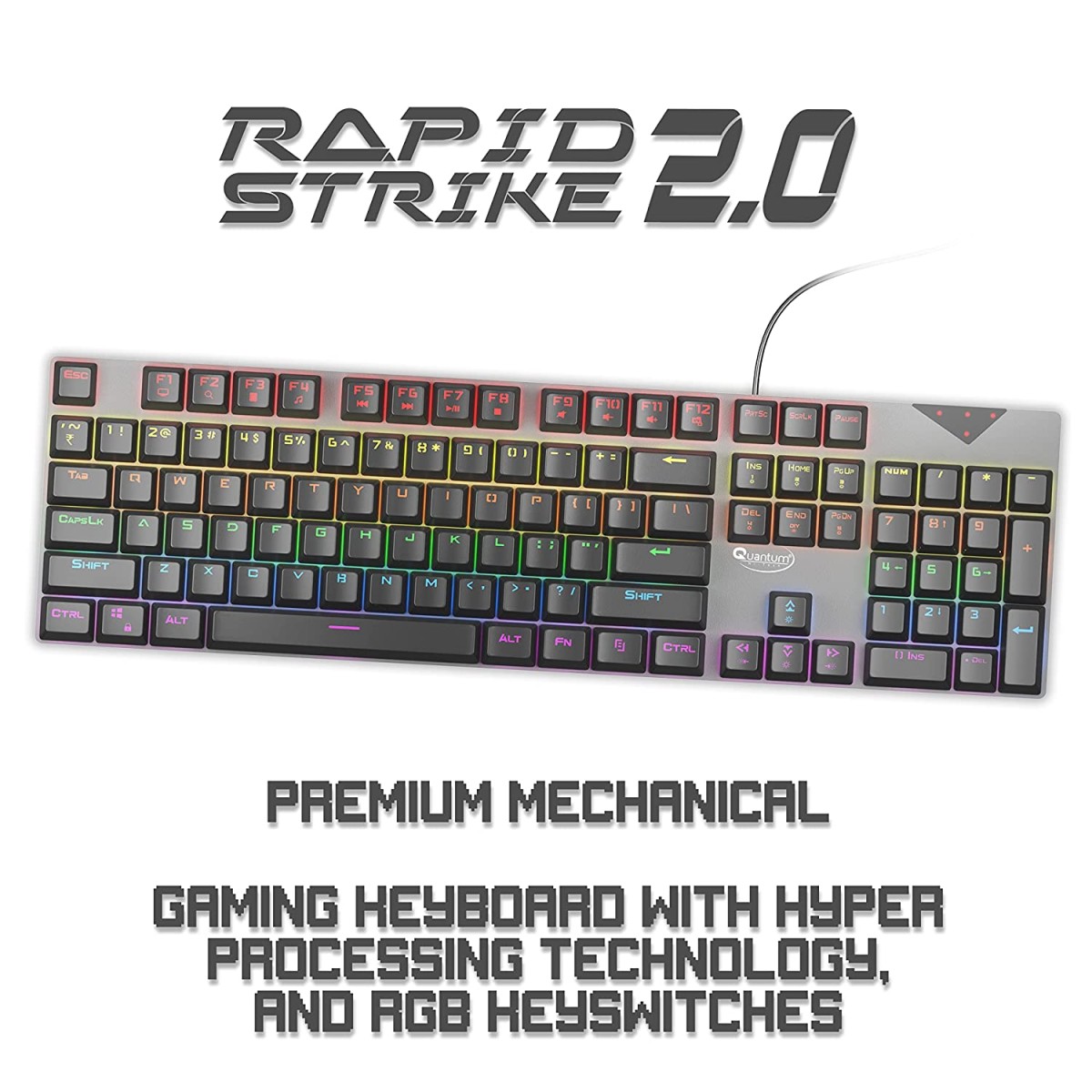 Quantum Rapid Strike Mechanical Wired Gaming Keyboard QHM9850 Black