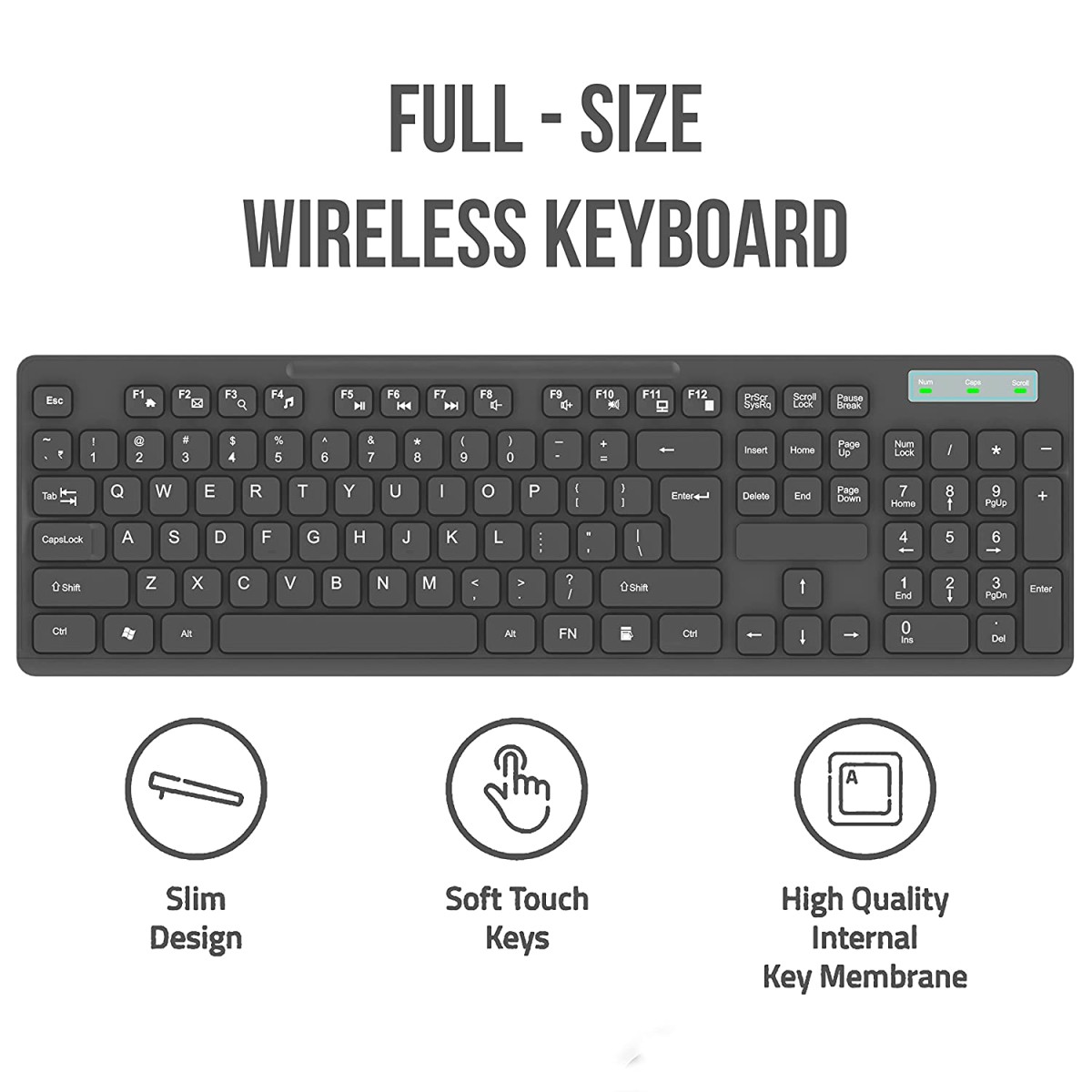 Quantum Wireless Keyboard and Mouse Combo, Battery (Cells Included), Nano Receiver, Silent Keys