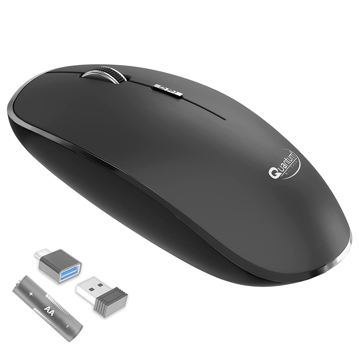 Quantum Wireless Keyboard and Mouse Combo, Battery (Cells Included), Nano Receiver, Silent Keys