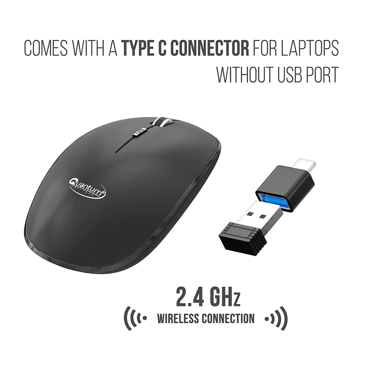 Quantum Wireless Keyboard and Mouse Combo, Battery (Cells Included), Nano Receiver, Silent Keys