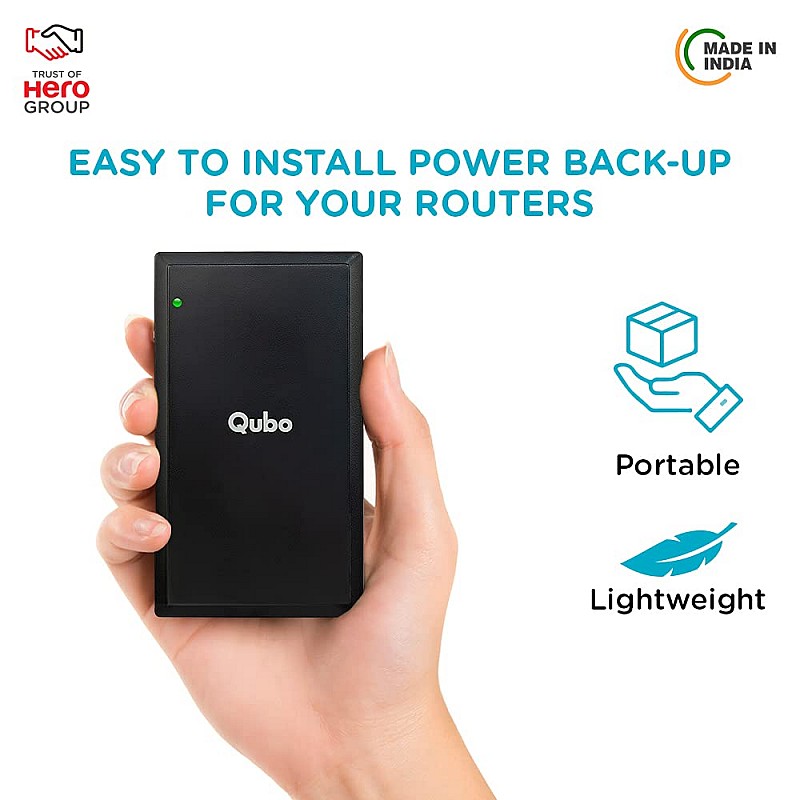 Qubo Mini UPS Plus from Hero Group | Uninterrupted Power Backup for WiFi Routers (Black)