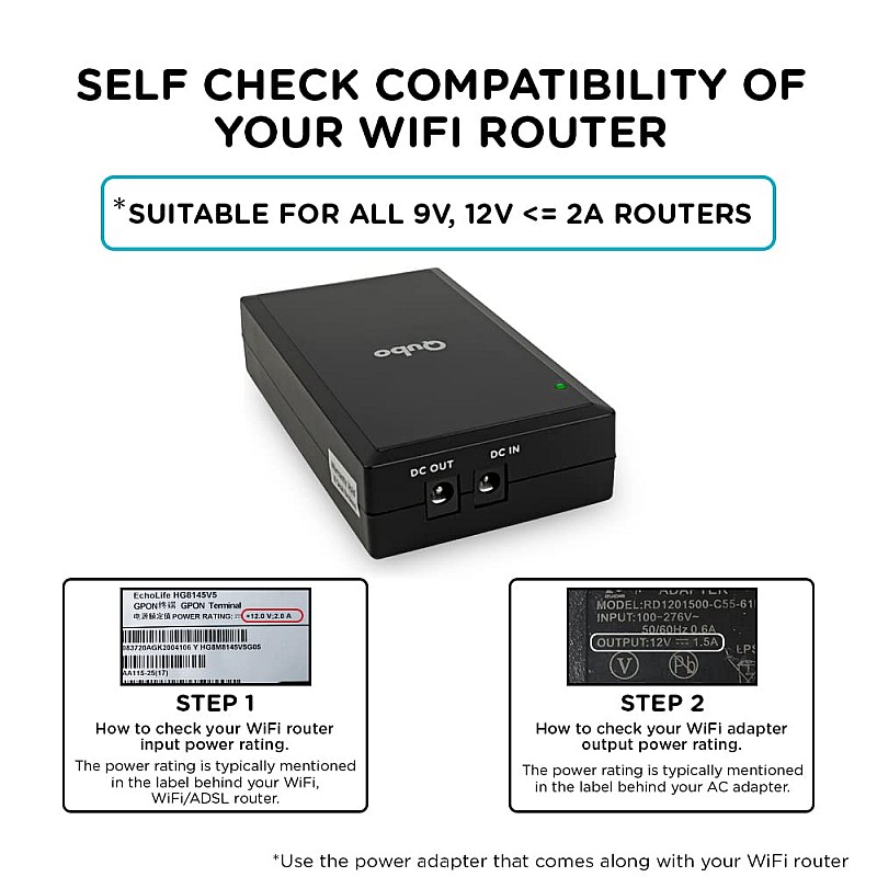 Qubo Mini UPS Plus from Hero Group | Uninterrupted Power Backup for WiFi Routers (Black)