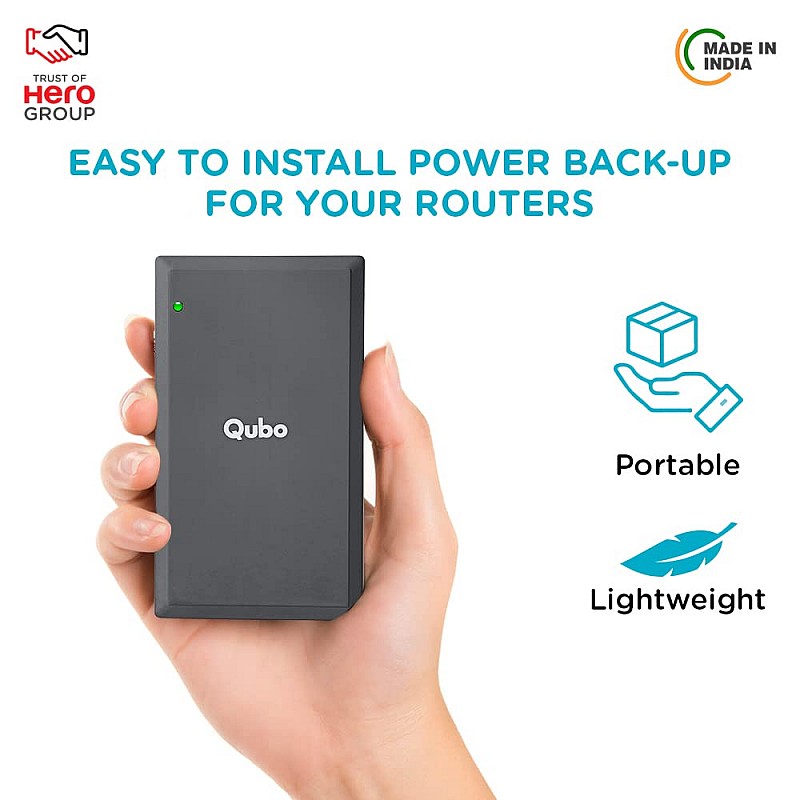 Qubo Mini UPS Plus from Hero Group | Uninterrupted Power Backup for WiFi Routers (Black)