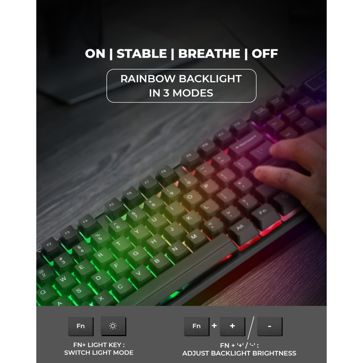 RAEGR RapidGear X30 Wired Gaming Keyboard and Mouse Combo 1200 DPI, LED Rainbow Backlit, Floating Keycaps with Breathing Lights Effect, Plug & Play | Compatible with PC/Laptop/Mac - Black RG10471 RAEGR RapidGear X30 Wired Gaming Keyboard and Mouse Combo 1200 DPI, LED Rainbow Backlit, Floating Keycaps with Breathing Lights Effect, Plug & Play | Compatible with PC/Laptop/Mac - Black RG10471