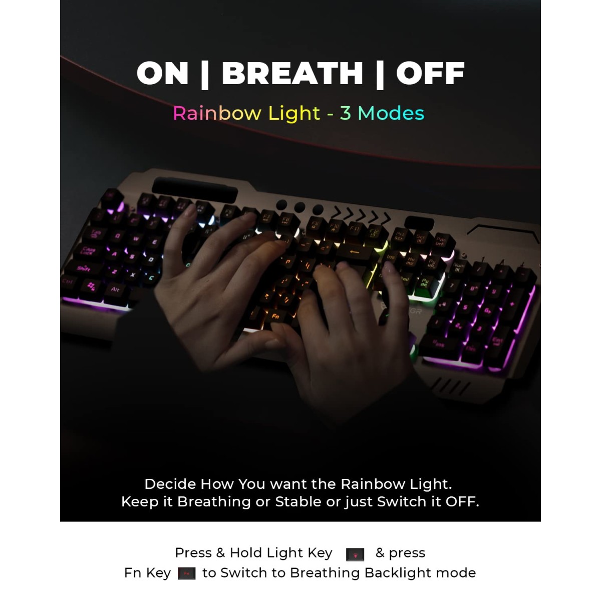 RAEGR RapidGear X70 USB Gaming Keyboard and Mouse Combo | Made of Aluminium Body | 4 Choices of Adjustable DPI, 3 Rainbow Lighting Modes, Instant Media Access, Gaming Mouse for PC/Laptop/Mac-RG10359