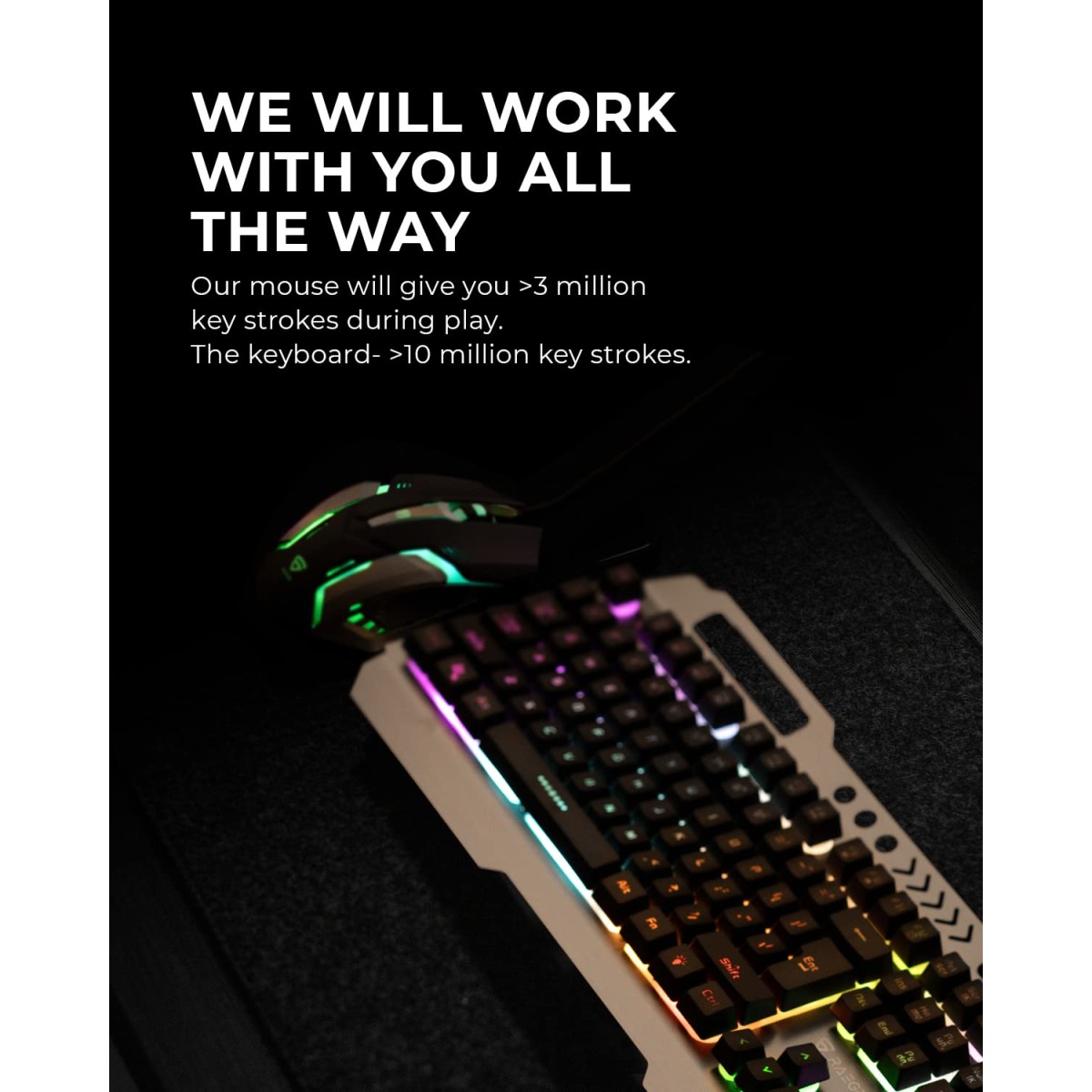 RAEGR RapidGear X70 USB Gaming Keyboard and Mouse Combo | Made of Aluminium Body | 4 Choices of Adjustable DPI, 3 Rainbow Lighting Modes, Instant Media Access, Gaming Mouse for PC/Laptop/Mac-RG10359