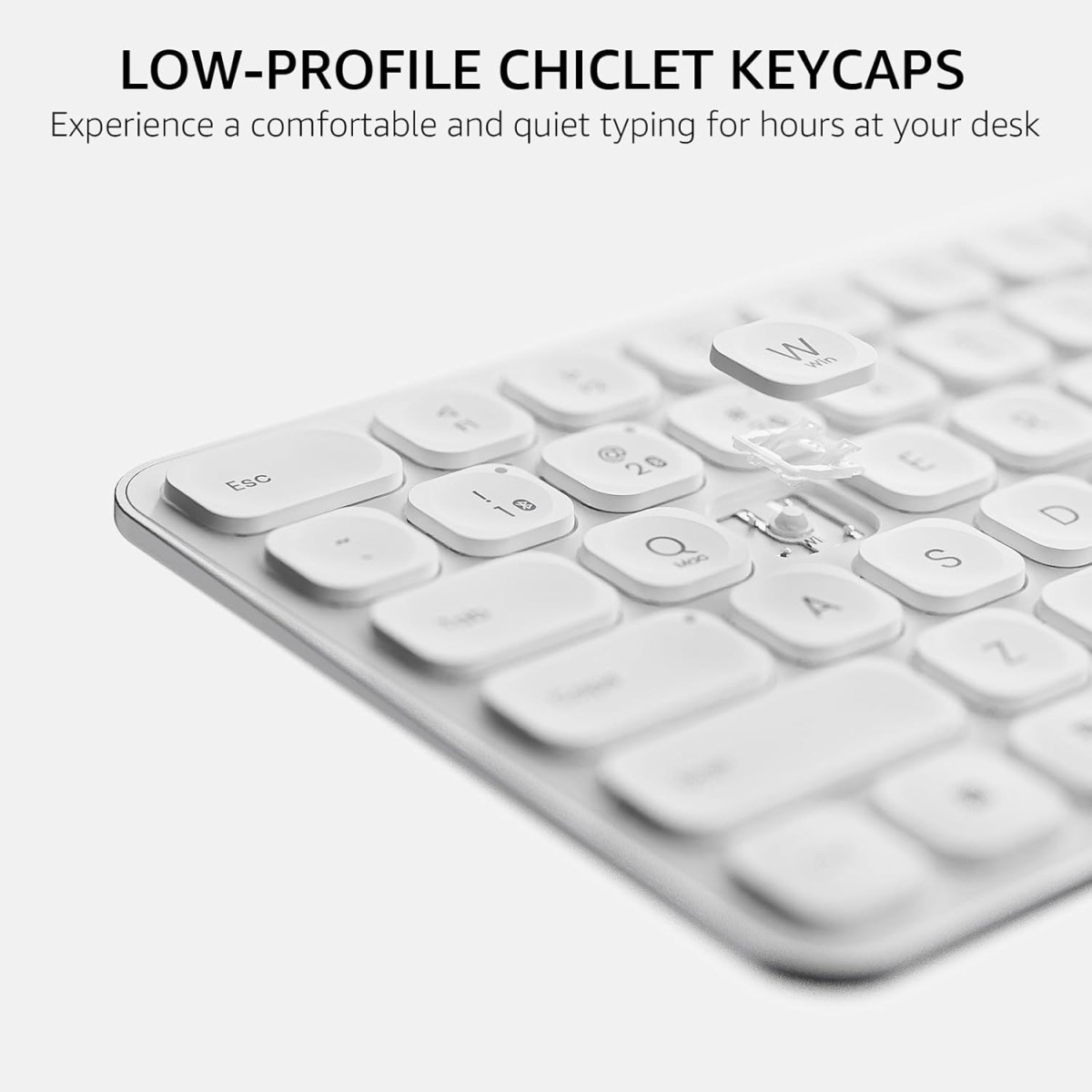 RAPOO E9050L Bluetooth Wireless Multi-Device Keyboard(4 Devices), Rechargeable, Led Indicators, Ultra-Thin, Ergonomic, Compatible with Windows, iOS, Android, Tab, Smartphones -White, 3-Year Warranty RAPOO E9050L Bluetooth Wireless Multi-Device Keyboard(4 Devices), Rechargeable, Led Indicators, Ultra-Thin, Ergonomic, Compatible with Windows, iOS, Android, Tab, Smartphones -White, 3-Year Warranty