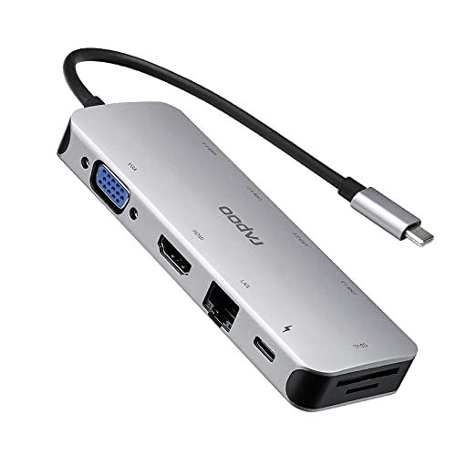 RAPOO XD200C USB C 10 in 1 Hub Adapter with PD protocal, 5 Gbps Transfer Speed, Ethernet Port, 4K HDMI, USB C, SD Card and 2 USB A 3.0 & 2.0 Data Ports, RAPOO XD200C USB C 10 in 1 Hub Adapter with PD protocal, 5 Gbps Transfer Speed, Ethernet Port, 4K HDMI, USB C, SD Card and 2 USB A 3.0 & 2.0 Data Ports,