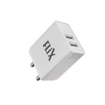 Newly Launched Rise 2.4A Wall Charger with Micro USB Cable, Dual USB Output, Universal Compatibility, Over Current & Short Circuit Protection (RD224 White)