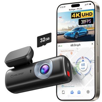 REDTIGER 4K Front Dash Cam for Car, ADAS, with 32GB Memory Card, Built-in WiFi&GPS, Car Camera with G Sensor, Loop Recording, Smart App Control, Night View, 24/7 Parking Mode(F9 Lite)