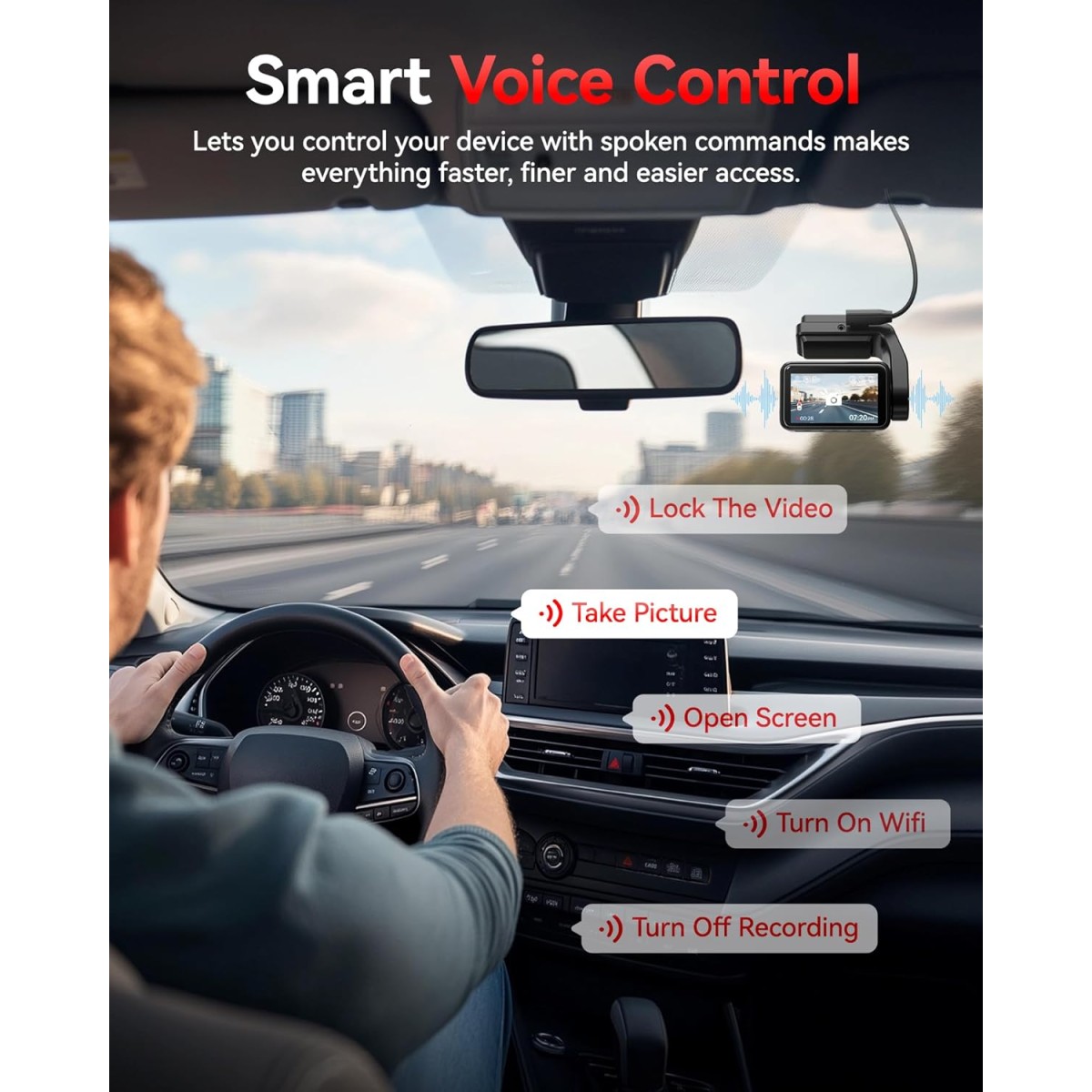 REDTIGER 4K+1080P Front and Rear Dash Cam for Car, 5.8GHz WiFi APP, GPS, 2.2''Mini Touch Screen, Voice Control, Built-in 64GB Card, Loop Recording, 24H Parking Mode(A4)