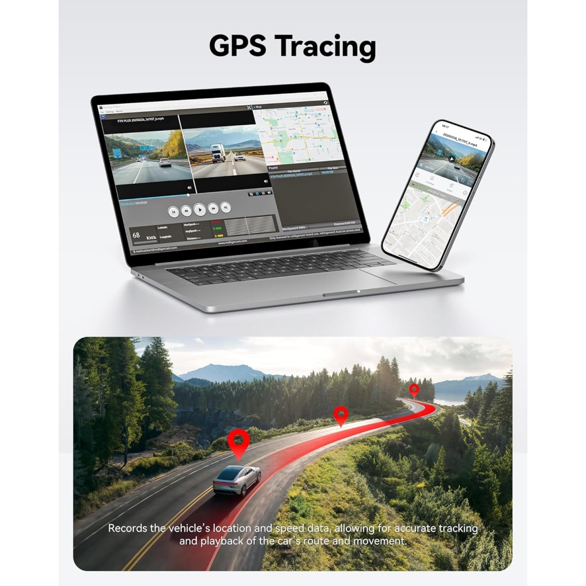 REDTIGER Dash Cam Front Rear, 4K/2.5K Full HD Dash Camera for Cars, Built-in Wi-Fi GPS, 3.16” IPS Screen, Night Vision, 170°Wide Angle, WDR, 24H Parking Mode (4K Front + 1080P Inside Rear)