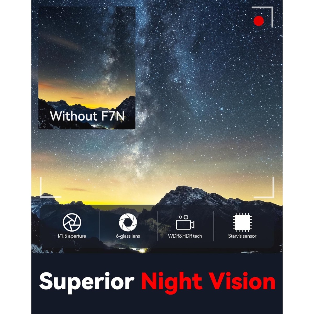 REDTIGER F7N 4K Dual Dash Cam with Free 64GB Card, Built-in WiFi GPS Front 4K/2.5K and Rear 1080P Dual Dash Camera for Cars,3.18 inch Screen,170° Wide Angle, Parking Monitor, Support 256GB Max