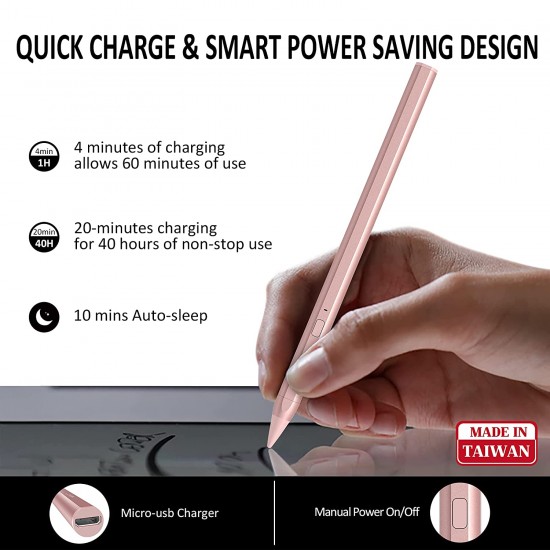 RENAISSER Stylus Pen for iPad, Supports Magnetic Attachment, Palm Rejection, Compatible with Apple iPad Pro 