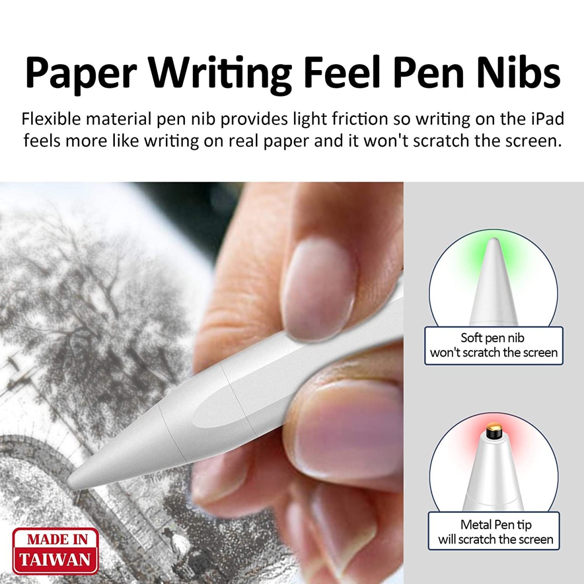 RENAISSER Stylus Pen for iPad, Supports Magnetic Attachment, Palm Rejection, Compatible with Apple iPad Pro