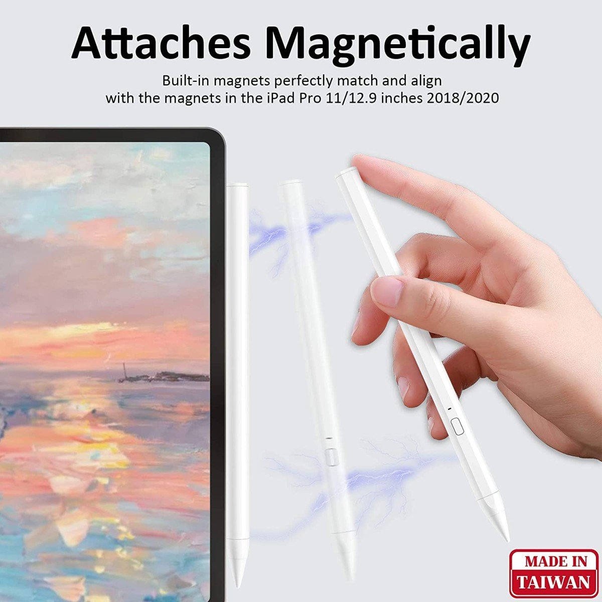 RENAISSER Stylus Pen for iPad, Supports Magnetic Attachment, Palm Rejection, Compatible with Apple iPad Pro