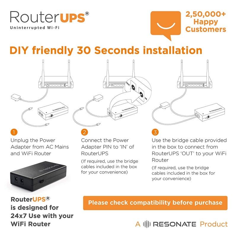 RESONATE RouterUPS CRU9V Power Backup for Router