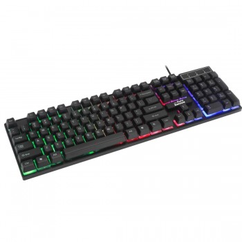 RPM Euro Games Gaming Keyboard Wired 7 Color LED Illuminated & Spill Proof Keys, Black, Medium