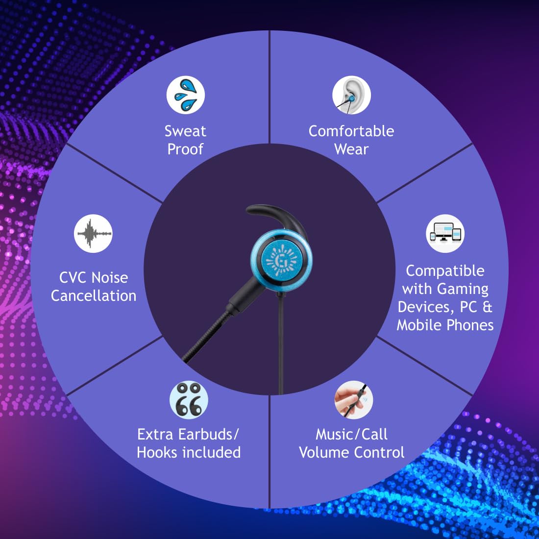 RPM Euro Games Gaming Over Ear Earphones Wired with Detachable Mic | for Mobile Phones, Pc, Tablet, Ps4, Ps5 (Red)