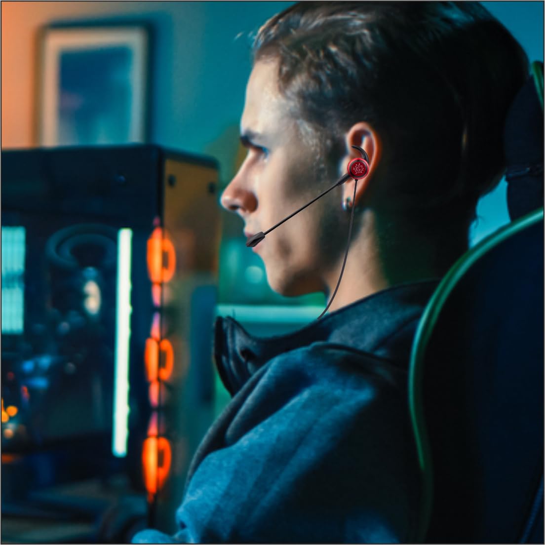 RPM Euro Games Gaming Over Ear Earphones Wired with Detachable Mic | for Mobile Phones, PC, Tablet, PS4, PS5 (Blue)