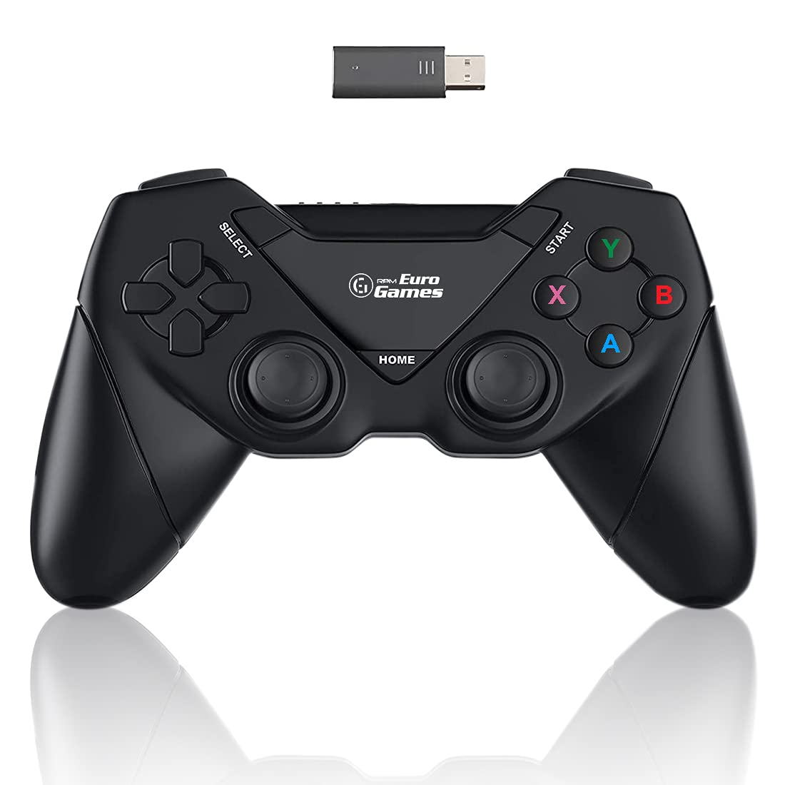 RPM Euro Games Laptop/PC Controller 2.4G Wireless Gamepad for Windows - 7, 8, 8.1,10, XP & PS3. Plug and Play with USB Dongle Connect(Upgraded with XYAB Buttons)