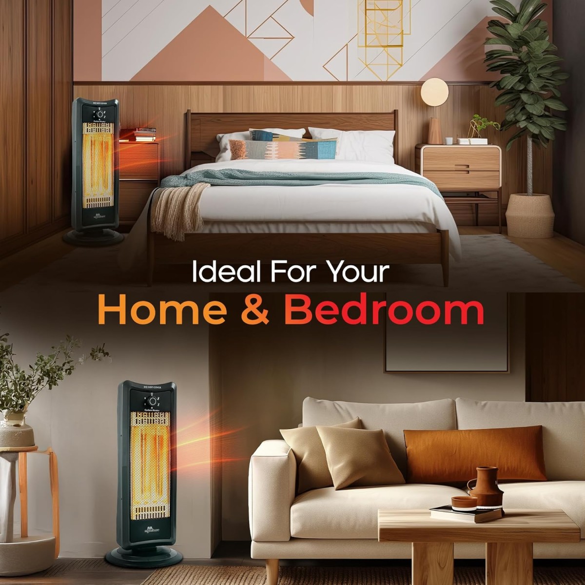 RR Signature CARBON Room Heater 1000 Watt | 180 Degree Oscillation | Tip Over Protection |2 Heat Settings (500 W/ 1000 W) | 2 Year Warranty