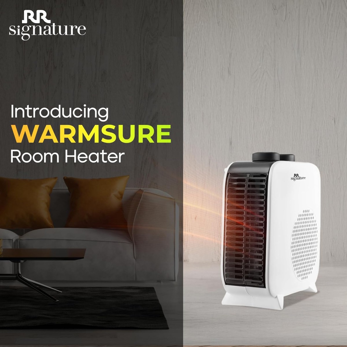 RR Signature WARMSURE Room Heater for Home | Dual Heating Mode (1000/2000 Watts) | Overheat Protection | Dual Placement | 5 Level Safety Protection | Electric Fan Heater for Winter | 2 Year Warranty