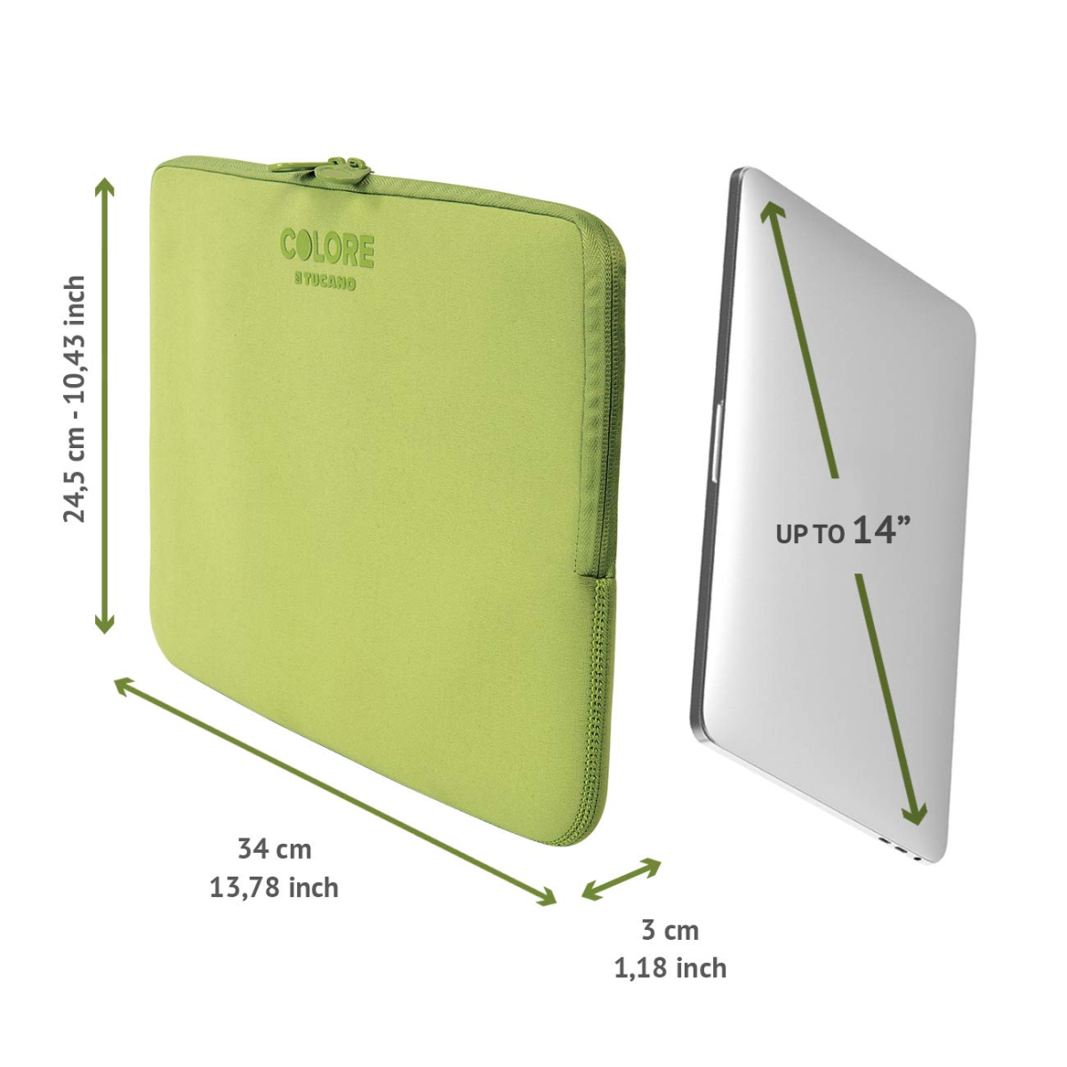 Tucano Colore Sleeve for 13" & 14" Notebooks Green