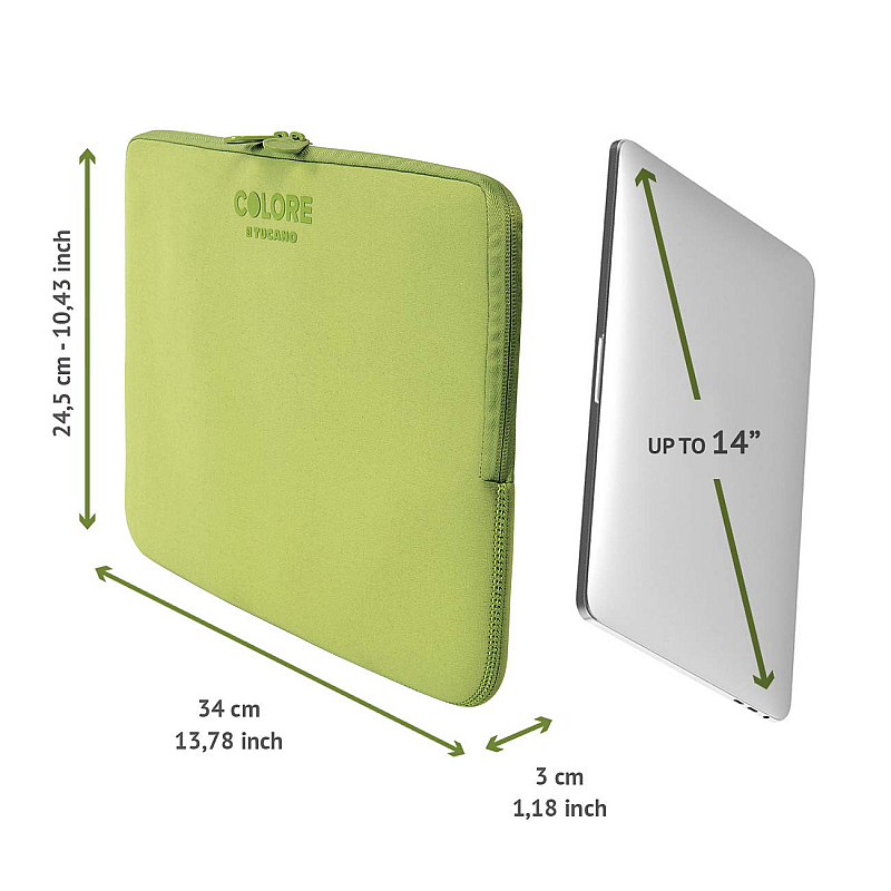 Tucano Colore Sleeve for 13" & 14" Notebooks Green