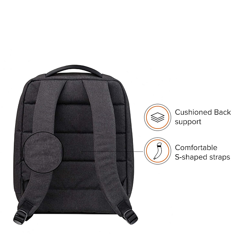 Mi City 16 L Water Resistant Laptop Backpack with Secret Pocket(Dark Grey)