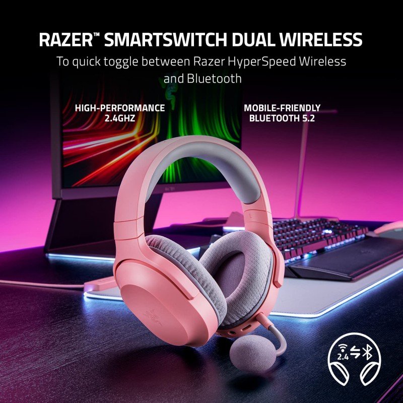 Razer Barracuda X (2022) - Wireless Multi-Platform Gaming and Mobile Headset - Quartz Pink - FRML Packaging RZ04-04430300-R3M1 Razer Barracuda X (2022) - Wireless Multi-Platform Gaming and Mobile Headset - Quartz Pink - FRML Packaging RZ04-04430300-R3M1