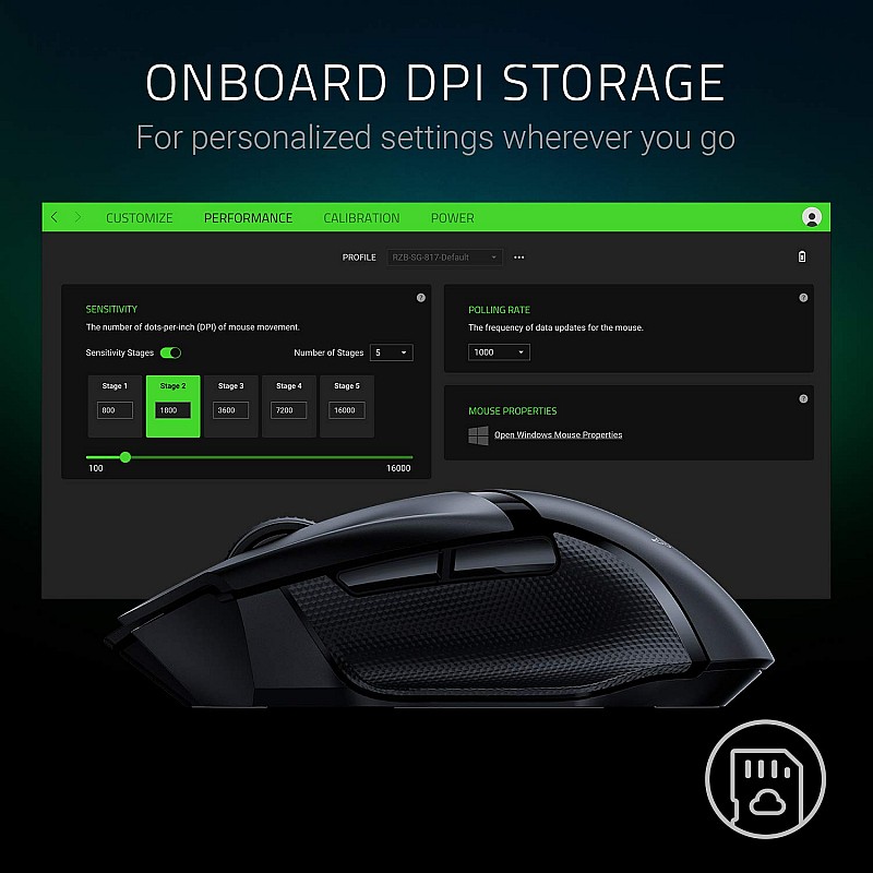 Razer Basilisk X Hyperspeed Wireless Gaming Mouse,  (with Razer  Technology, Advanced 5G Optical Sensor and 6 Configurable Buttons)