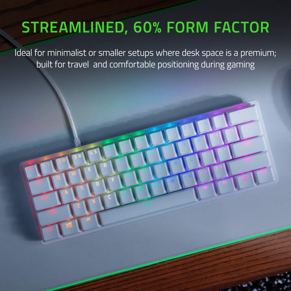 Razer Huntsman Mini - Mercury Edition - 60% Optical Gaming Keyboard (Linear Red Switch, White)