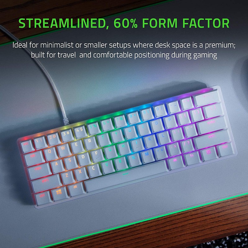 Razer Huntsman Mini - Mercury Edition - 60% Optical Gaming Keyboard (Linear Red Switch, White) 