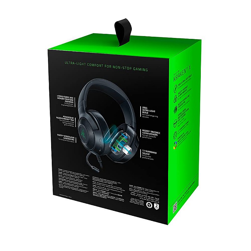 Razer Kraken V3 X Wired Gaming On Ear Headset: 7.1 Surround Sound for PC - Classic Black